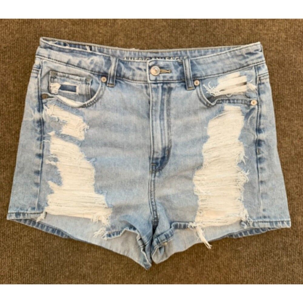 American Eagle Shorts Womens 6 High Rise Distressed Stretch Mom Denim Beach Pool
